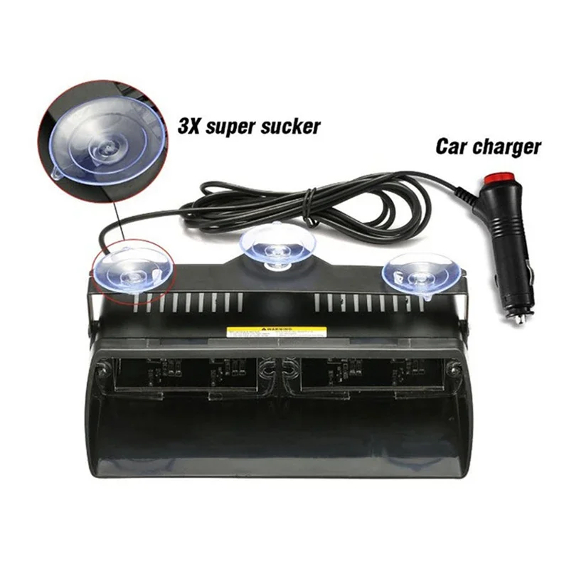 12V 16 Bead LED Car Light Police Strobe Light Emergency Suction Cup Warning For Trailer With Cigarette Lighter 18 Model