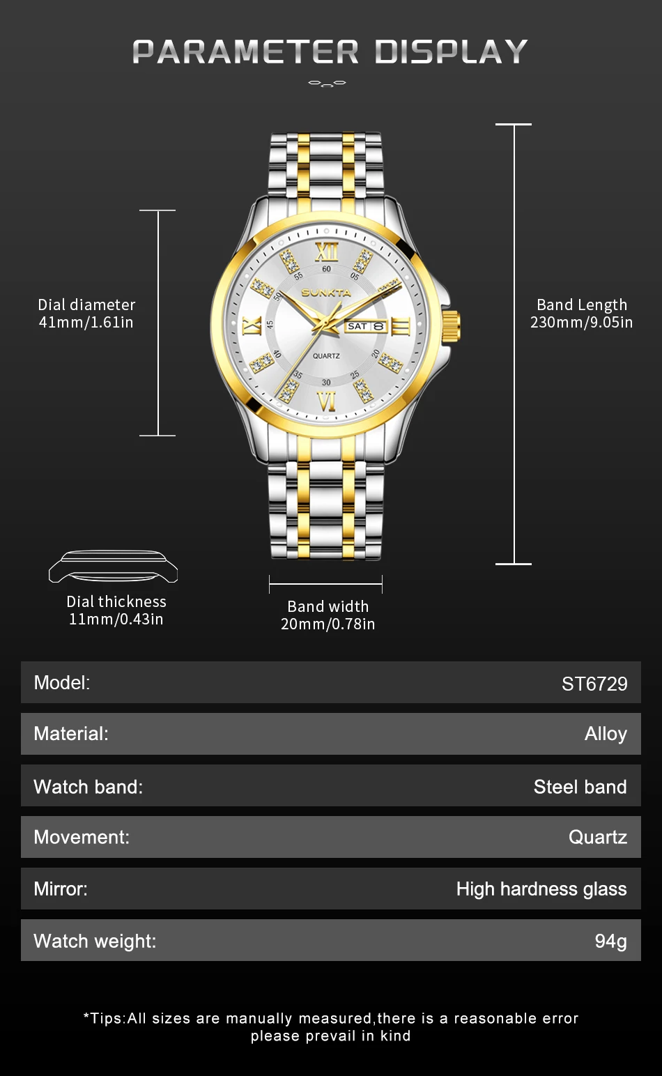 SUNKTA Orologio da Donna - Quadrante luminoso