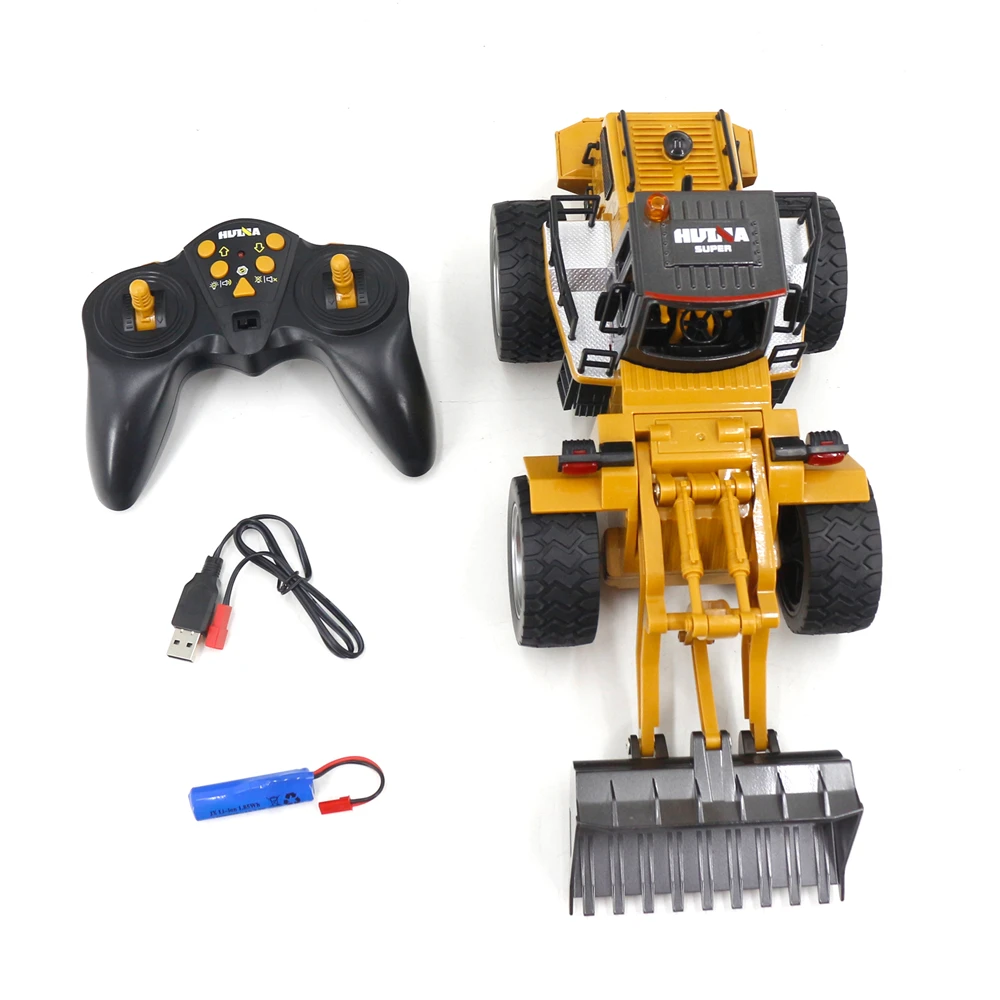 HUINA 9CH 1532 1/18 2.4GHz RC Metal Bulldozer RTR Front Loader Engineering Toy Remote Control Construction Tractork Vehicle 6