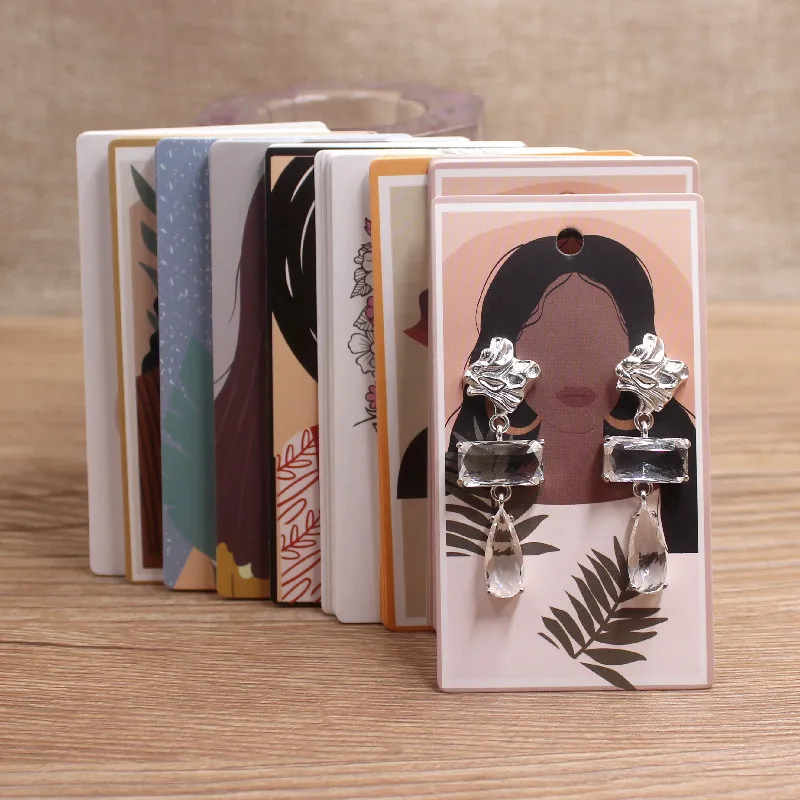 50Pcs Necklace Display Card Fashion Wooden Solid DIY Earrings