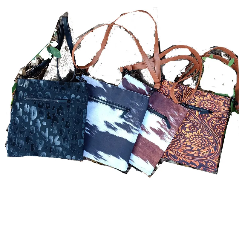 

DHL12pcs Women PU Leopard Cow Prints Vertical Section Crossbody Bag Mix Color