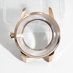 Elegant 40mm Silver Rose Gold Cocktail Watch Case with Sapphire Glass - Men's DIY Diving Accessory (Rose)