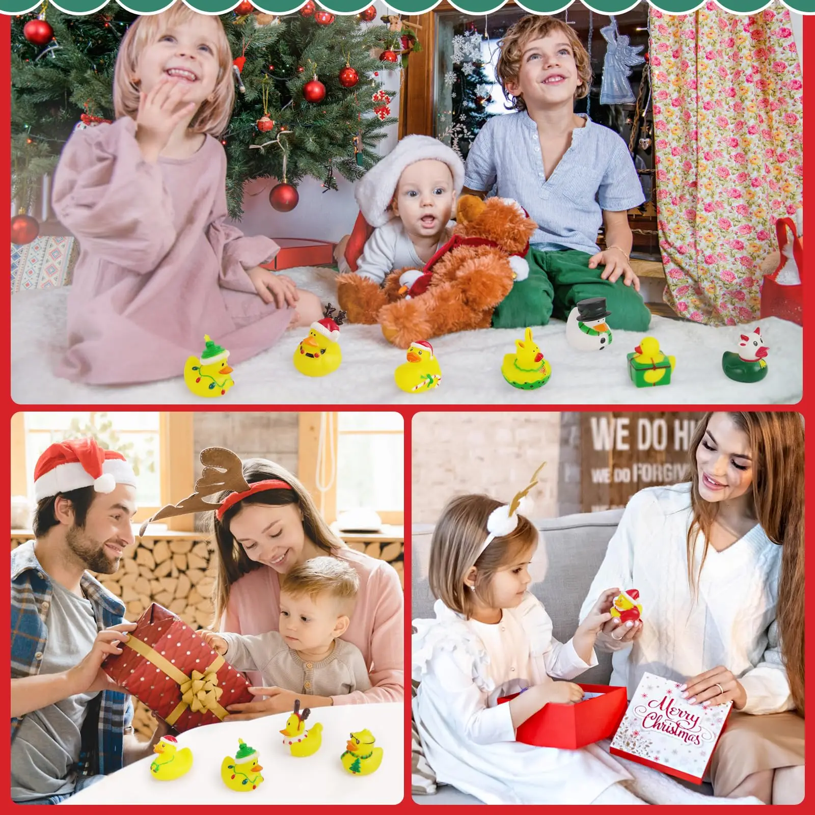 24/48 Pcs Christmas Rubber Ducks in Bulk  Toys Holiday Rubber Ducks for Jeep Ducking, Xmas Party Favors Decorations 5