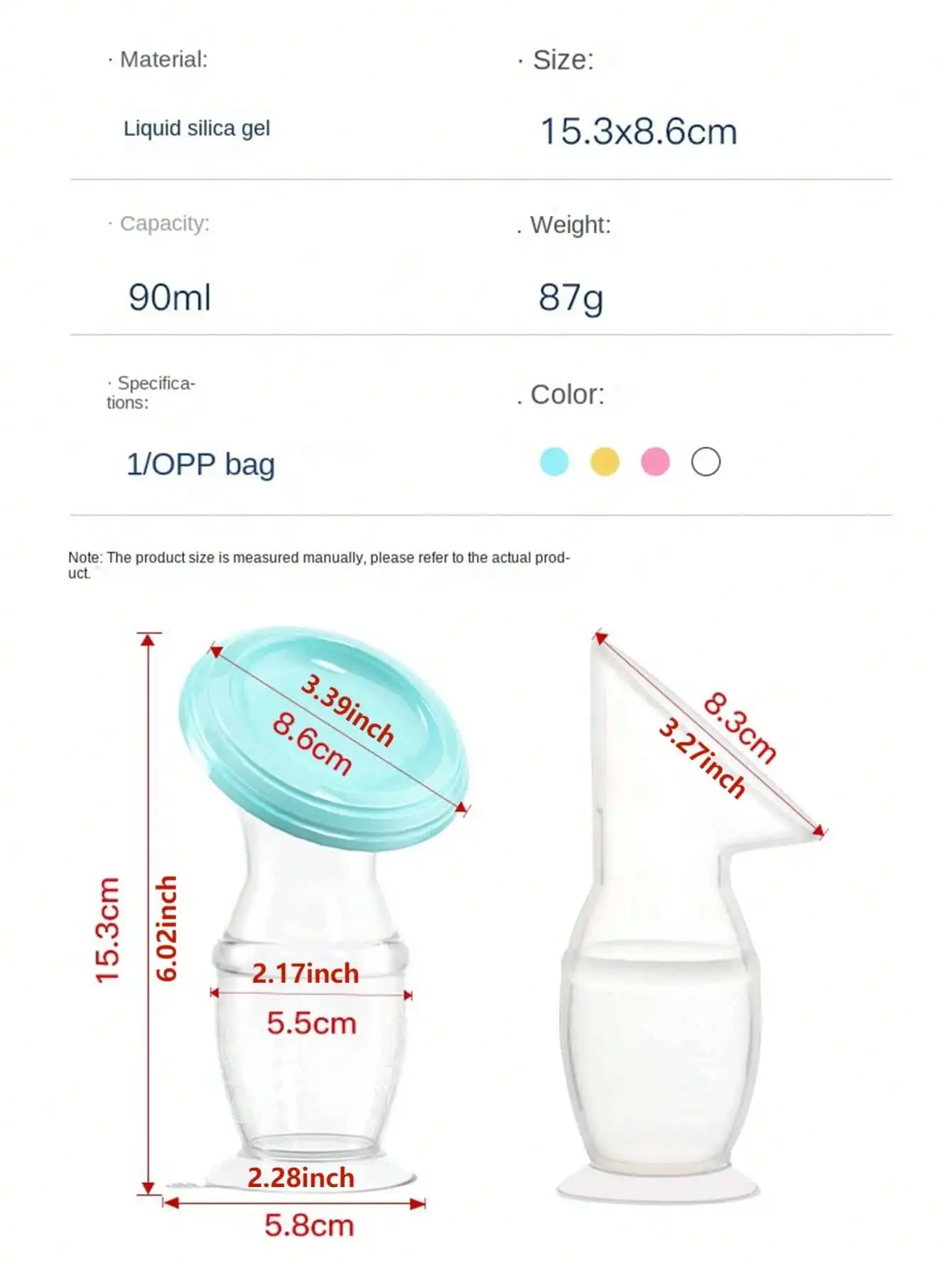 1pc Portable Manual Breast Pump Milk Collector With Suction Cup Base