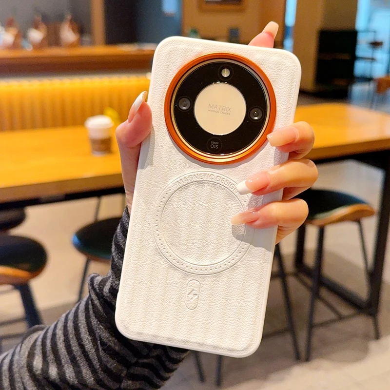 Premium Shockproof Magnetic Protective Back Cover - Hard PU Full Shell Case