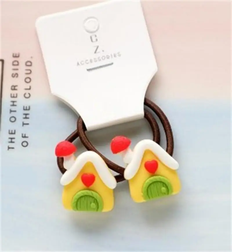 2pcs Cute Cartoon Christmas Elk Elastic Hair Bands Rubber Hair Rope Tie Girls Scrunchie Ponytail Holder Gum Accessories