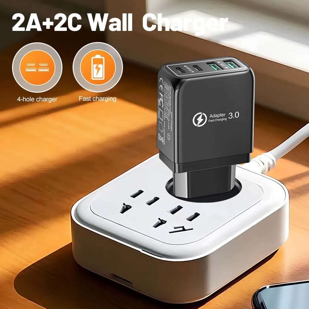 40W USB C Phone Charger Power Adapter Mobile Phone Adapter Quick Charger 3.0 For iPhone Samsung Xiaomi EU/US/UK Plug Wall Charge