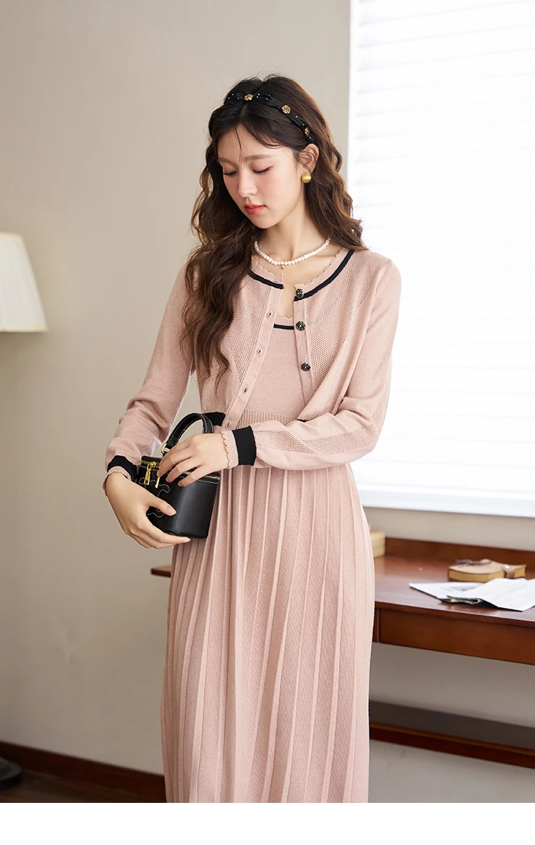 top cardigan oco, vestidos elegantes plissados franceses