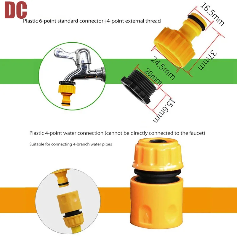 10pcs Hose Faucet Quick Connector 3/4 & 1/2 Inch Graden Hose Water Tap Threaded Connector Faucet Adapter For Garden Irrigation
