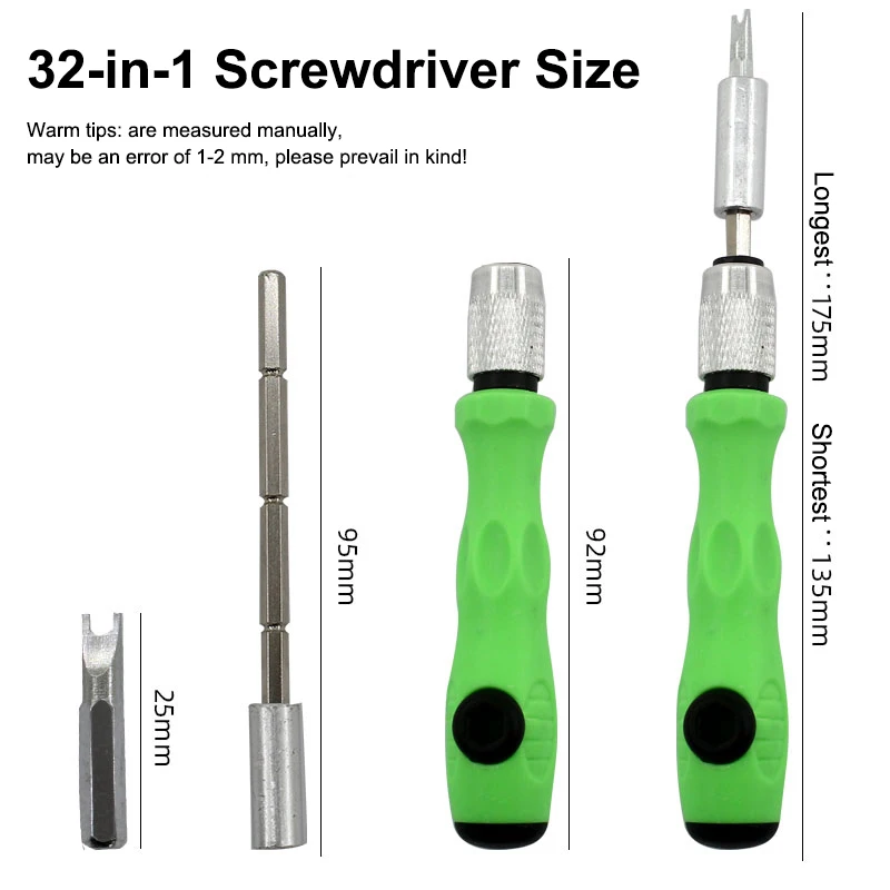 새로운 미끄럼 방지 32-in-1 정밀 드라이버 세트 필립스 비트 전화 시계 안경 PC 용 다기능 손 수리 도구 키트