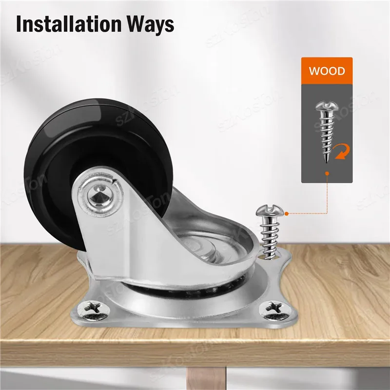 8/2Pcs 1"/1.25"/2" PVC Furniture Casters Wear Resistant Mute Universal Heavy Trolley Wheels 360 Degrees Swivel Castor Brake furniture casters furniture casters wheels leveling casters