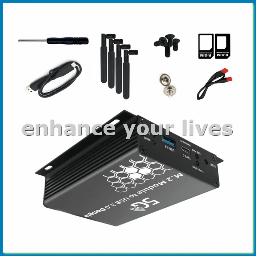 USB 3.0 to NGFF M.2 B-Key 무선 어댑터 1 SIM 카드 슬롯 4 안테나 및 케이스 USB 케이블 포함 5G 4G LTE WWAN 모뎀-VVNB