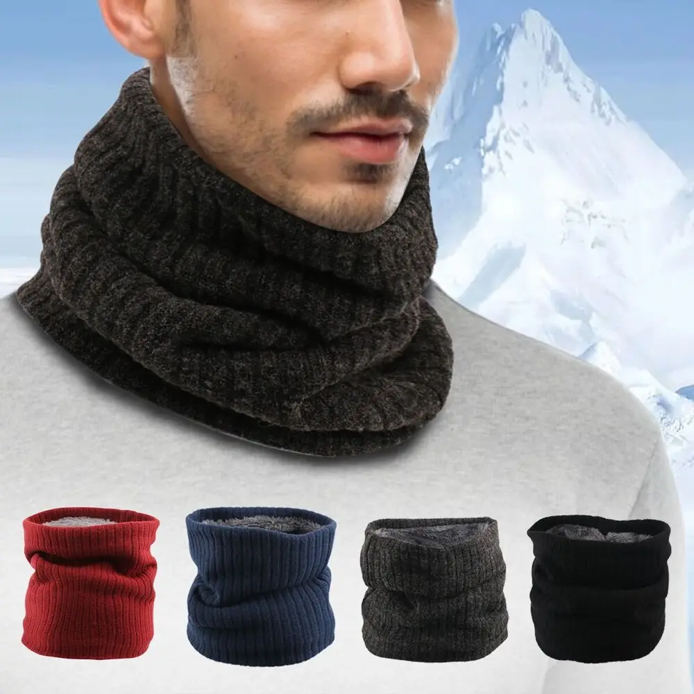 

Accessories Soft Collar Scarf Knitted Double-Layer Thick Winter Neck Gaiter Circle Loop Scarves Neck Warmer Fleece Lined Scarf