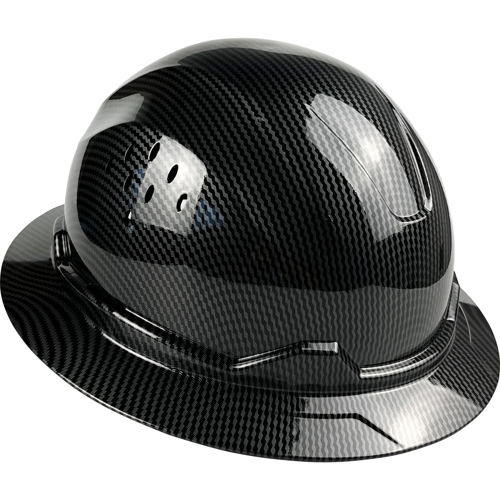 

New Full Brim Hard Hat For Engineer Carbon Fiber Pattern Safety Helmet Sunshade ANSI Head Protection Industrial & Construction