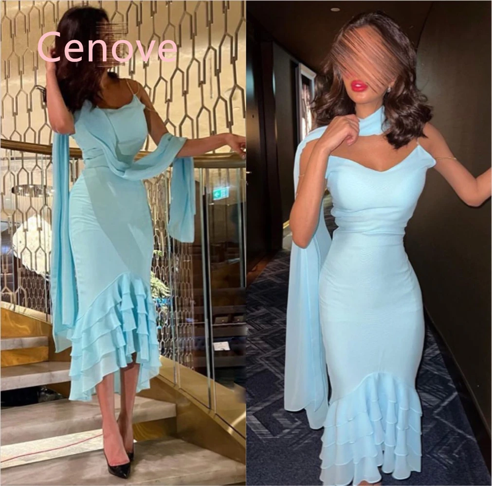 

Женское платье для выпускного вечера Cenove, элегантное платье с короткими рукавами и длиной до середины икры в арабском Дубае, 2024