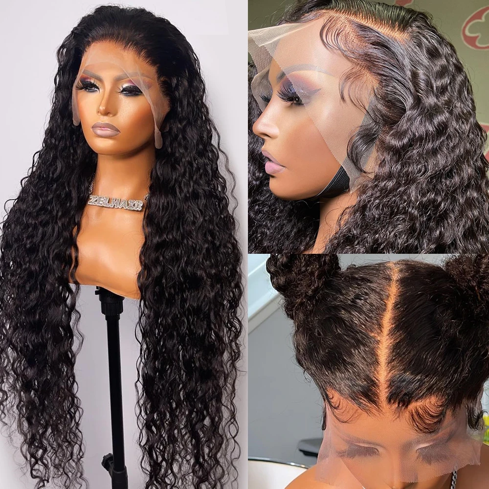 Human Hair Wig 40 Inch Brazilian Curly 13x6 Lace Frontal for Women