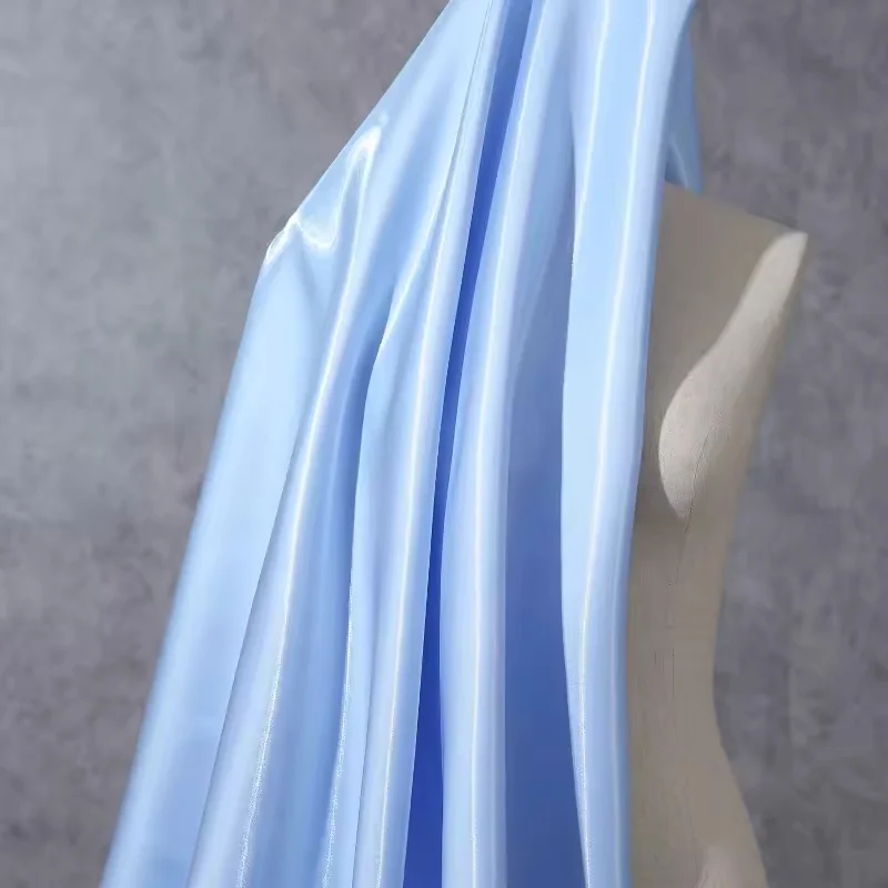 Blue Luxury Glossy Metallic Reflective Satin Fabric for Fashion and Formal Wear