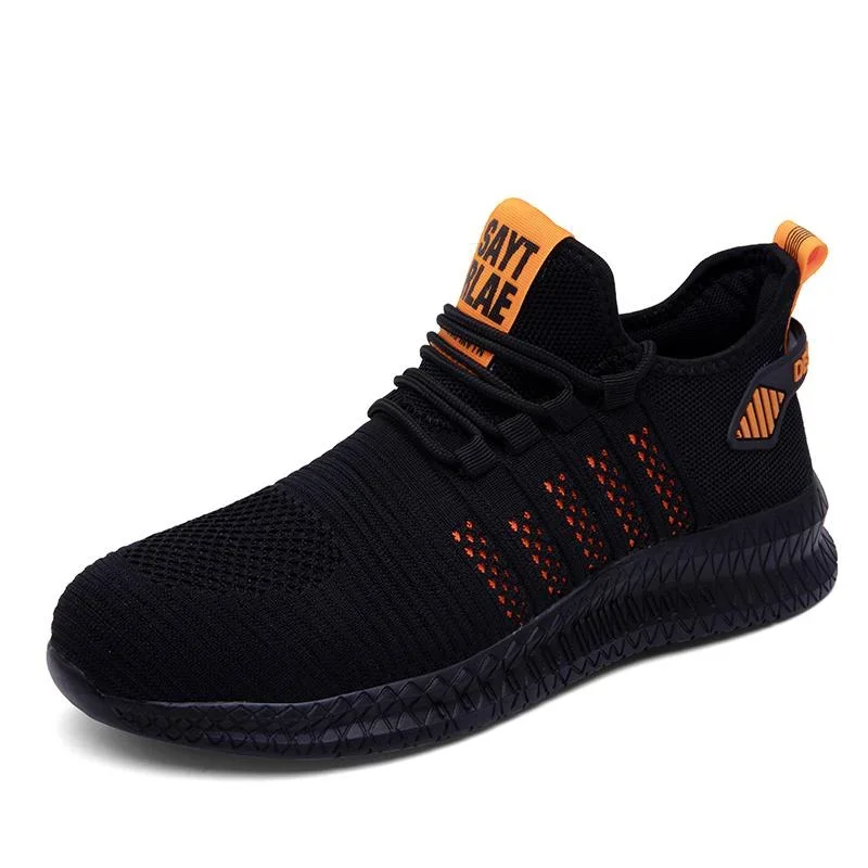 Outdoor Men Sneakers Breathable Work Steel Toe Safety Shoes Comfortable Lightweight Safety Boots Men's Sports Shoes Size 36-48