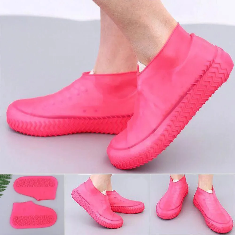 Description Picture 6 of item1Pair Reusable Waterproof Rain Shoes Covers Silicone Outdoor Rain Boots Overshoes Walking Shoes Accessories Reusable Shoes Cover