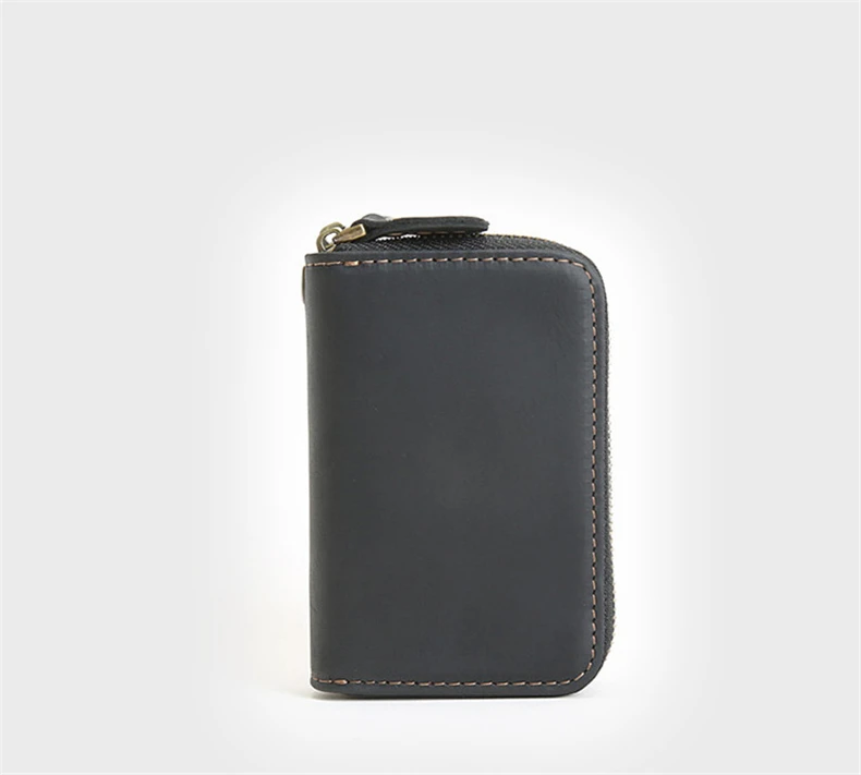 Genuine Leather Key Wallets Men Vintage Handmade Zipper Car Key Holder Cowhide Keys Organizer Women Housekeeper Case Coin Purse