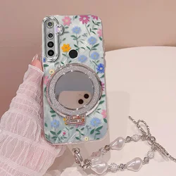 Charming Flower Phone Case Set with Lanyard & Stand for Realme 5S (Silver)