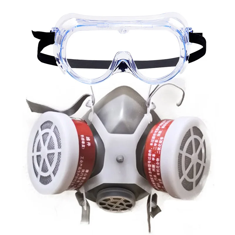 Máscara de Gas a prueba de polvo, mascarilla de media cara, filtros  químicos orgánicos de seguridad con gafas de respiración PM2.5 para PC -  AliExpress