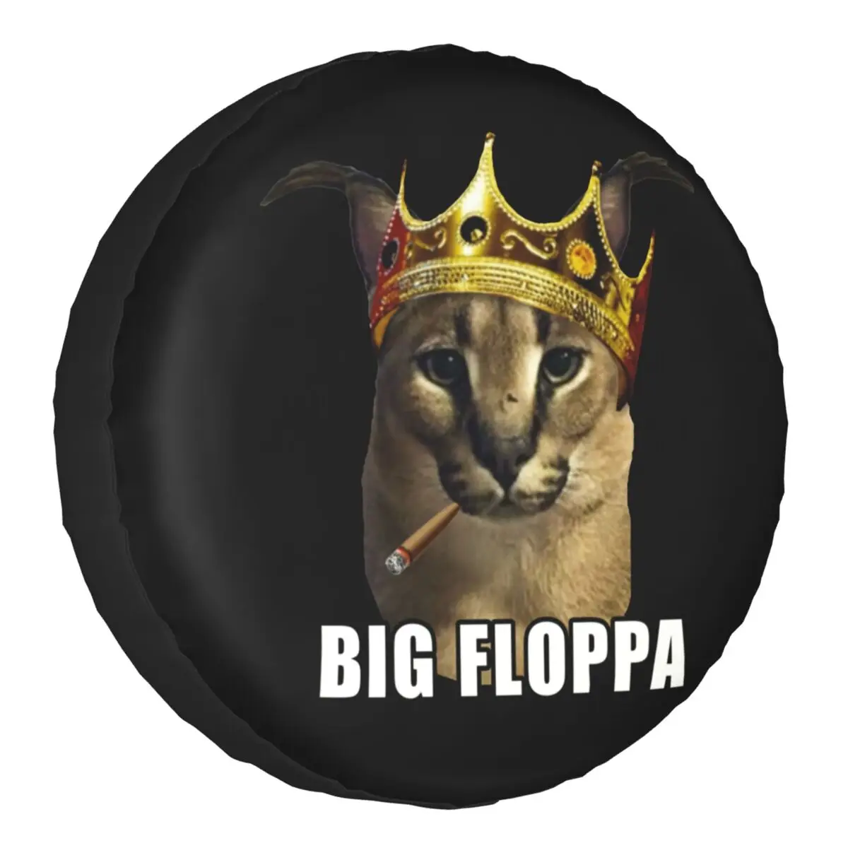 

Big Floppa Rapper King Crown Meme Spare Wheel Cover Trailer Custom Caracal Cat Tire Protector 14" 15" 16" 17" Inch