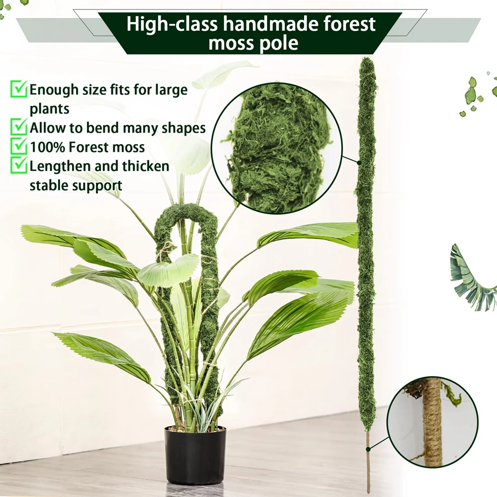 Description Picture 3 of item1PC Moss Pole Bendable Plant Stakes Handmade Slim Monstera Plant Support Moss Plant Sticks Support for Large Indoor Potted