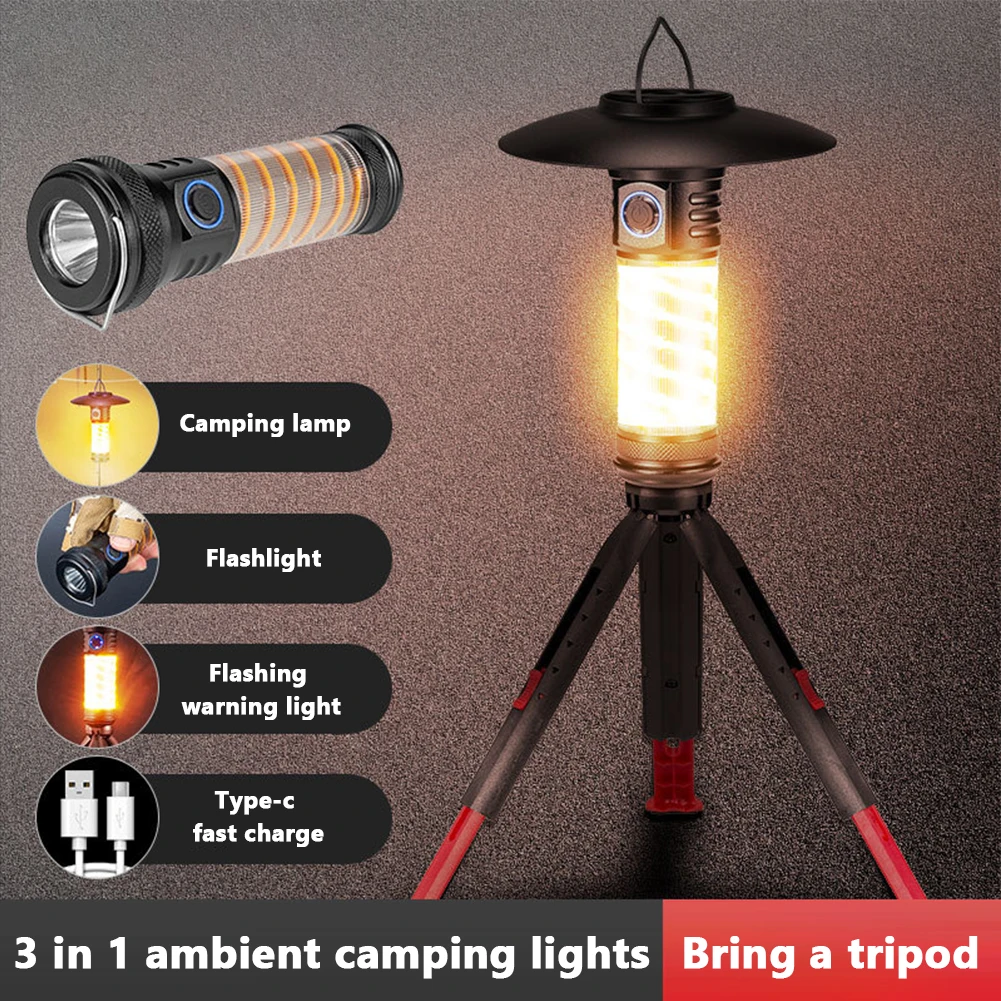 

TYPE-C USB Rechargeable Camping Light Stepless Dimming Vintage Tent Lamp Outdoor Camping Emergency Portable Lanterns Supplies