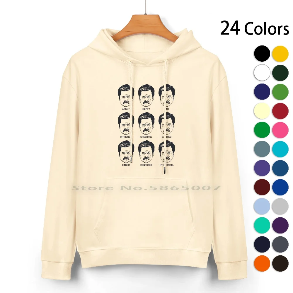 

Ron Swanson Emotions Parks And Recreation Pure Cotton Hoodie Sweater 24 Colors Ron Swanson Parks And Recreation Leslie Knope