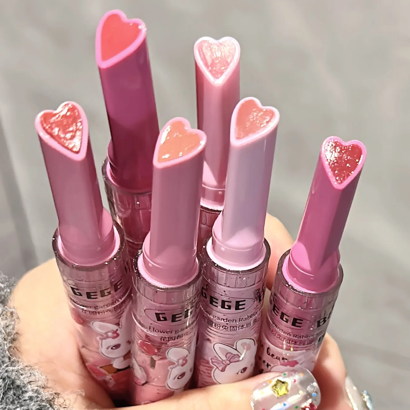 邦楽 LIP CREAM GISM Gege Bear Garden Pink Rabbit Solid Lip Gloss Set Long