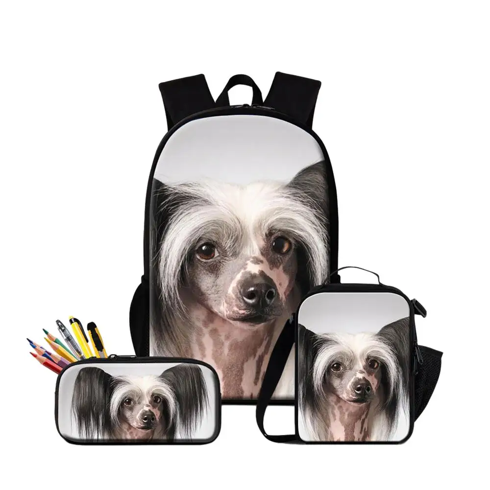 3PCS/Set Jack Russel Dog Print School Large Capacity Backpack With Pencil Case Lunch Bag 16 Inch Polyester Sublimation Bookbag