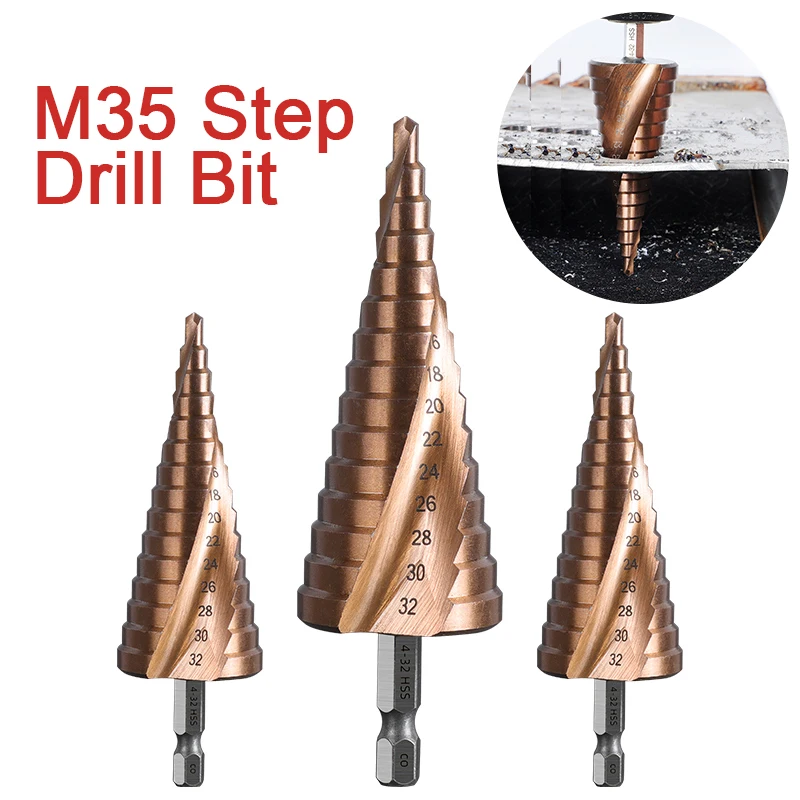 Newshark M35 5 Cobalt HSS Step Drill Bit Set Multifunction Cone Hex