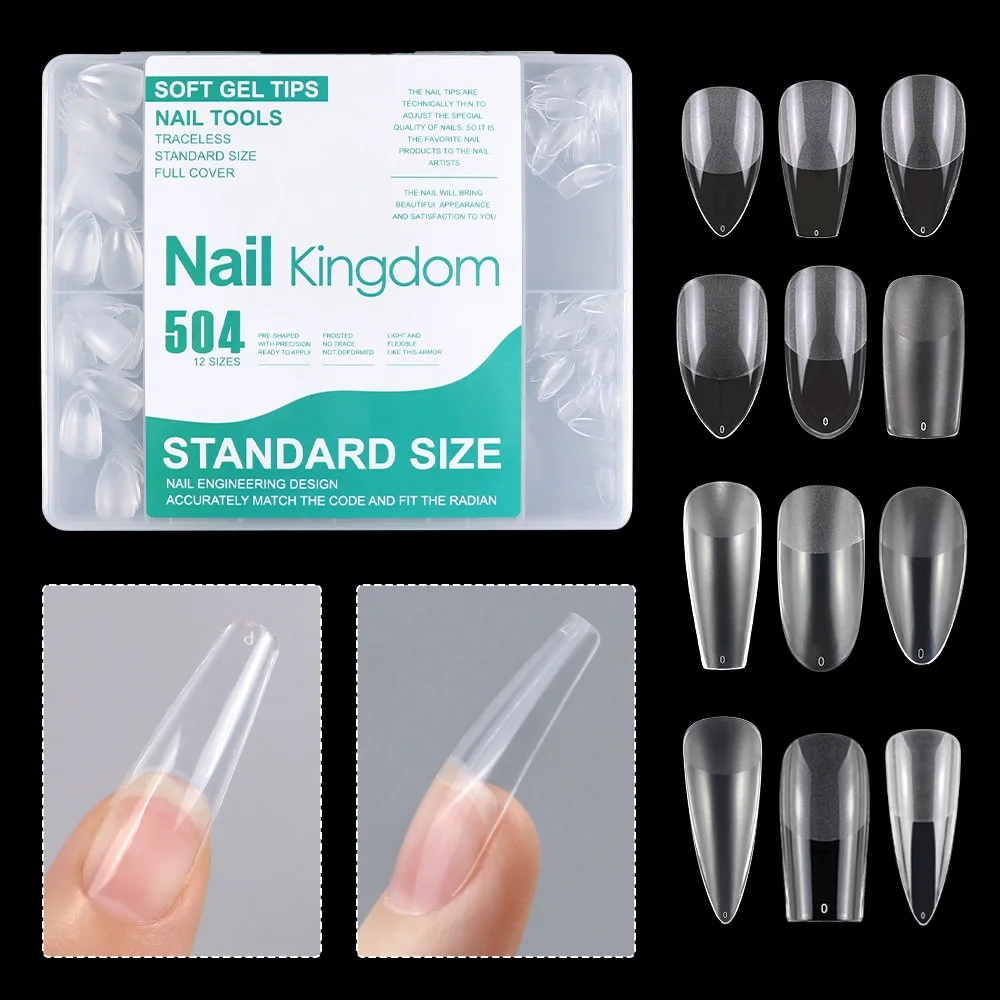 504/Box Press On False Nail Tips French Nails Extension System Trasparente Full Cover Finger Patch Acrilico Unghie Finte Art Tool