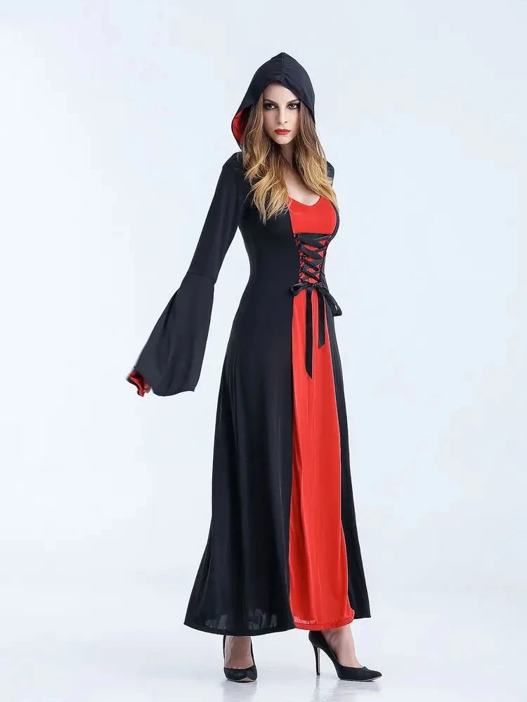 Easter Cosplay Dress Woman Hooded Dress Game Female Clothing Witch Costume Role Playing Costume Long Sleeved Stage Attire Frock