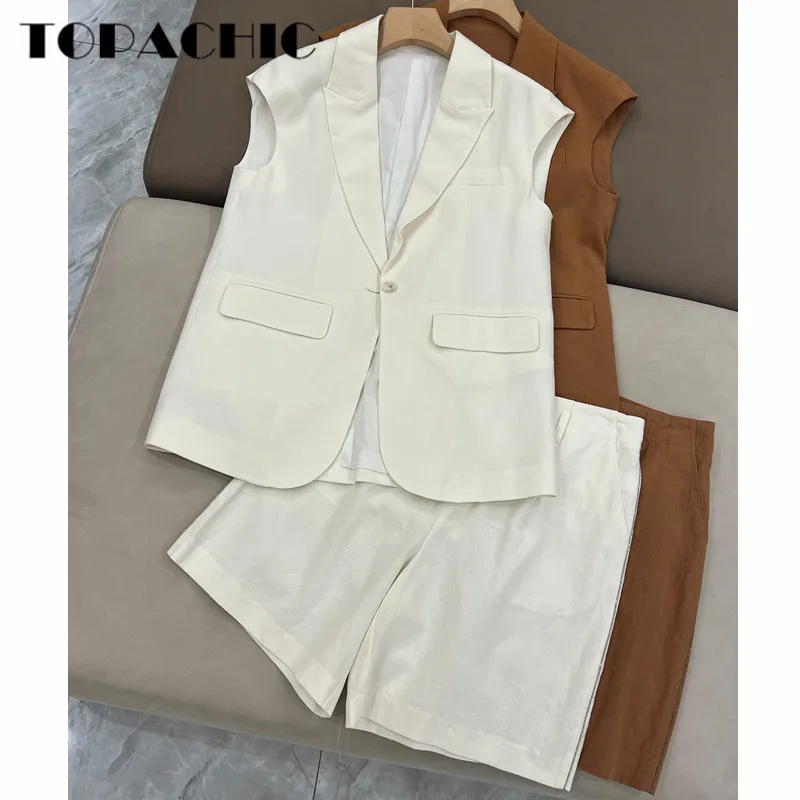 Chaleco De Lino Para Mujer - Cuello En V, Sin Mangas, Holgado Y Ligero, Perfecto Para Looks Casuales