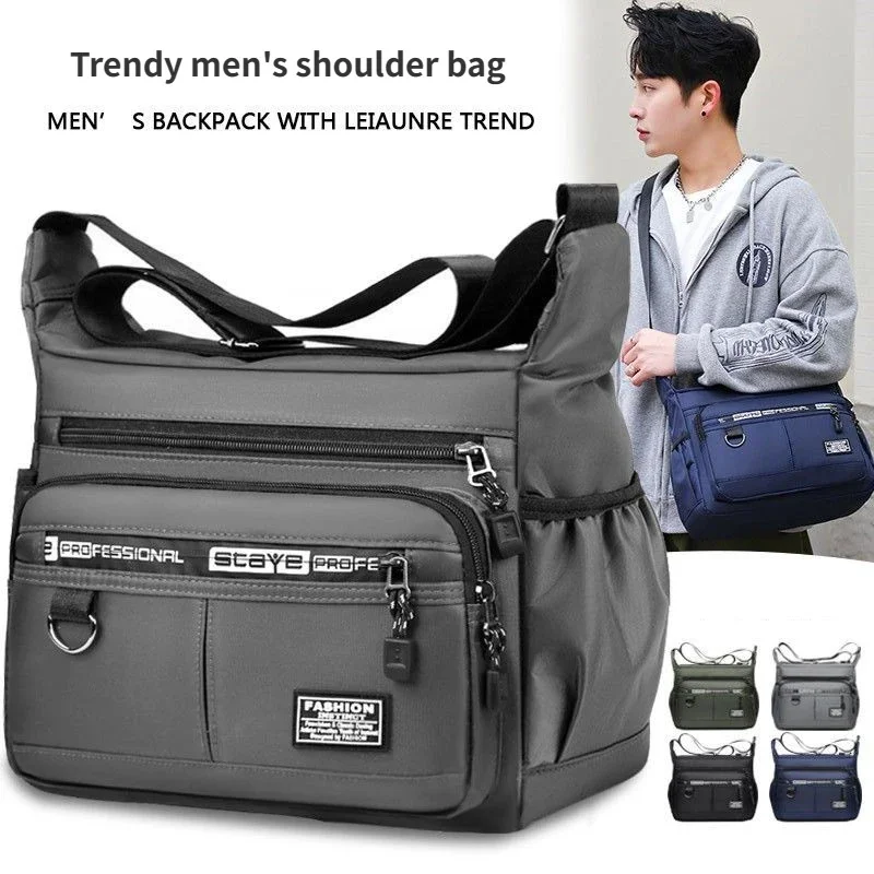 

Large Capacity Men's Shoulder Bag Oxford Waterproof Sports Crossbody Bag with Multiple Pockets Business Men's Crossbody Bag