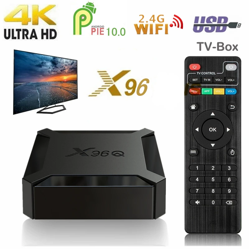 X96Q Android 10.0 Tv Box Allwinner H313 Quad Core 4K 2.4G Wifi Google Player Youtube X96 1Gb 8Gb Set Top Box