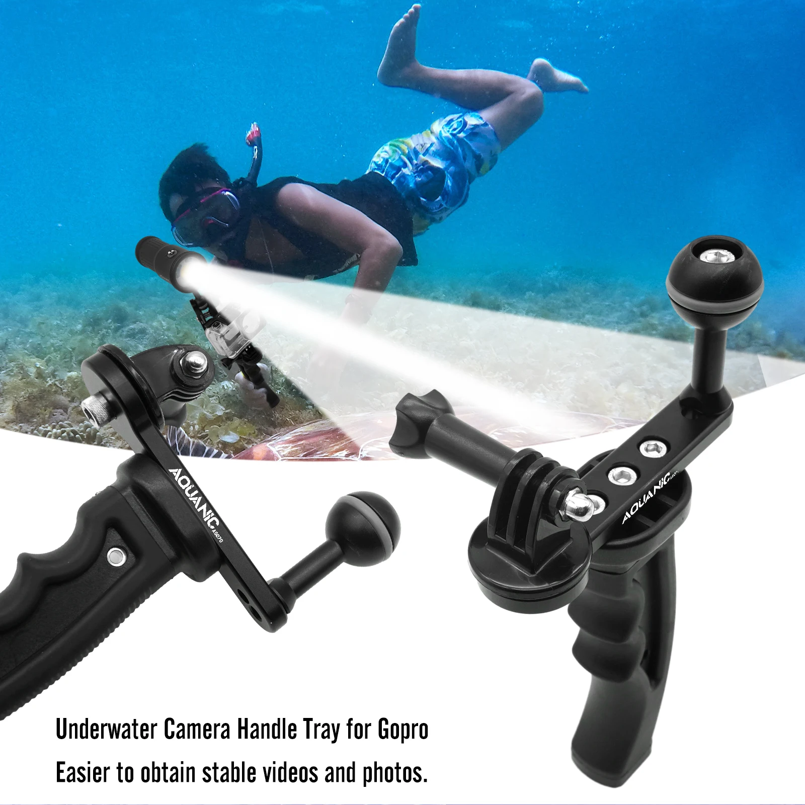 Aquanic Handheld Single ball head stand dive light stand Gopro accessories insta360 Ace pro Camera waterproof housing stand light stand photographic light stand photo tripod