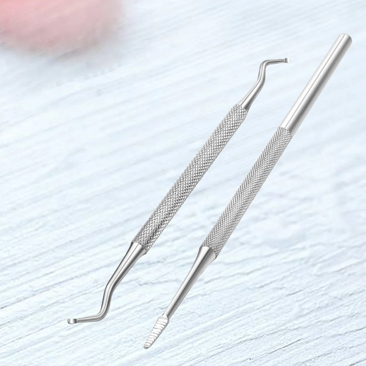 

2PCS Stainless Steel Cuticle Spoon Pusher Double-end Nail Cleaner Toenail Remover Tool for Men Women