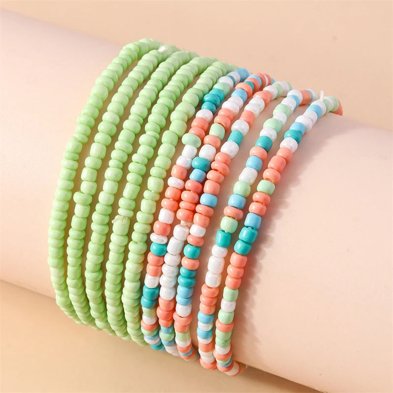 10 teile/satz böhmische bunte Perlen Armbänder für Frauen elastische handgemachte Armbänder Mädchen Party Urlaub Schmuck Dekoration – Detail 7