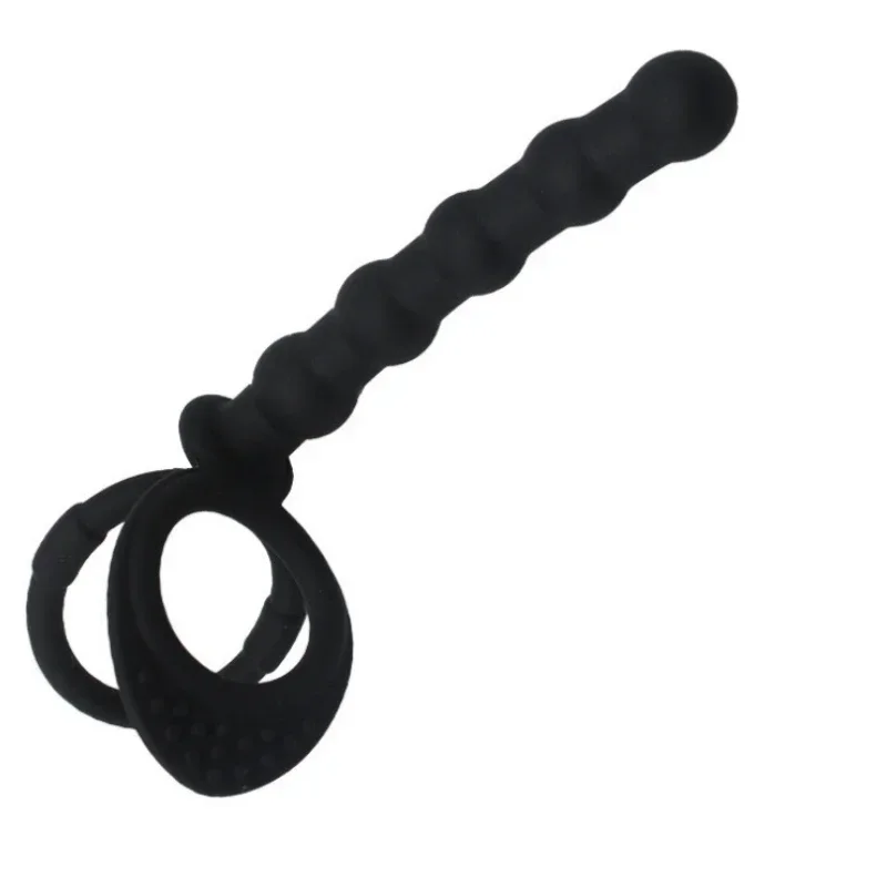 Double Penetration Dildo Rings Strap On Penis Delayed Ejaculation Anal Beads Butt Anus Vaginal Massager Sex Toys For Men Couples sex toys
