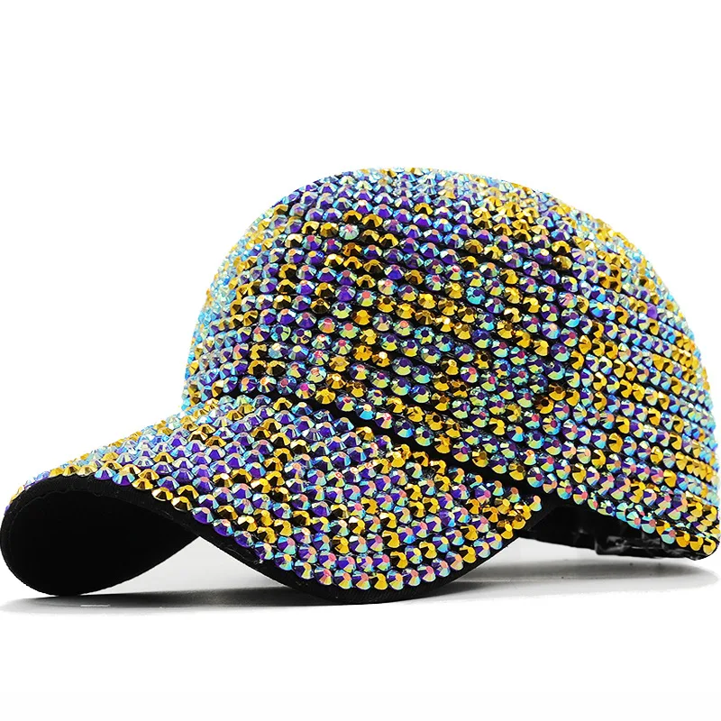 

Spring Summer New Fashion Full Diamond Cloth Cap Baseball Shade Outdoor Sun Show Ladies Hip Hop Men Women Cool