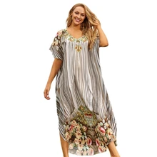  Y166 Women Swimwear Cover Up Loose Casual Dress Long Floral Print Beach Cover Up Gift 