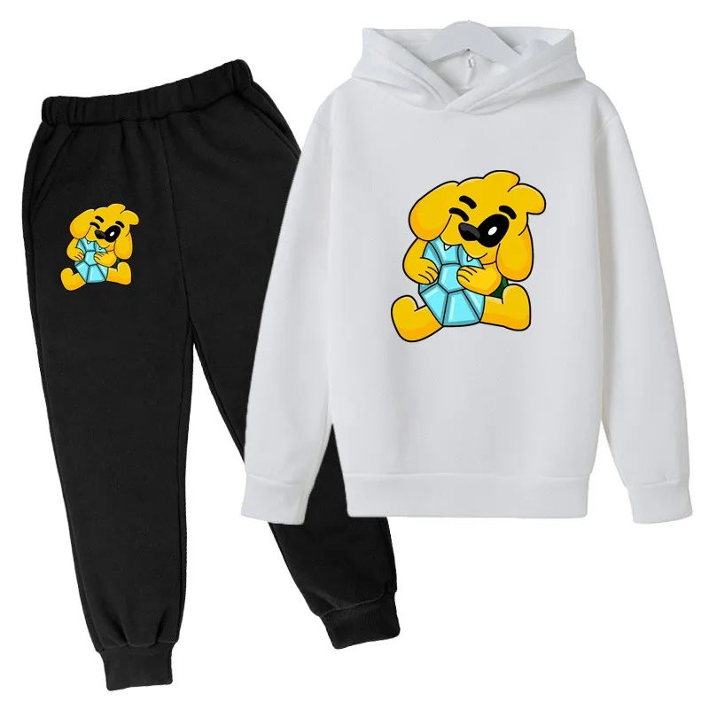 Kids Mike Dog Print Spring Autumn Cute Pullover Hoodie+Pants 2pcs Tracksuits 2-13 Years Boys Girls Casual Outfits Children Sets 5