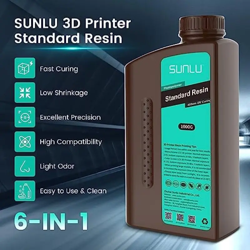 Resina Standard SUNLU 405nm resina UV 10kg per materiale stampante 3D LCD per la stampa facile da stampare buona precisione spedizione gratuita