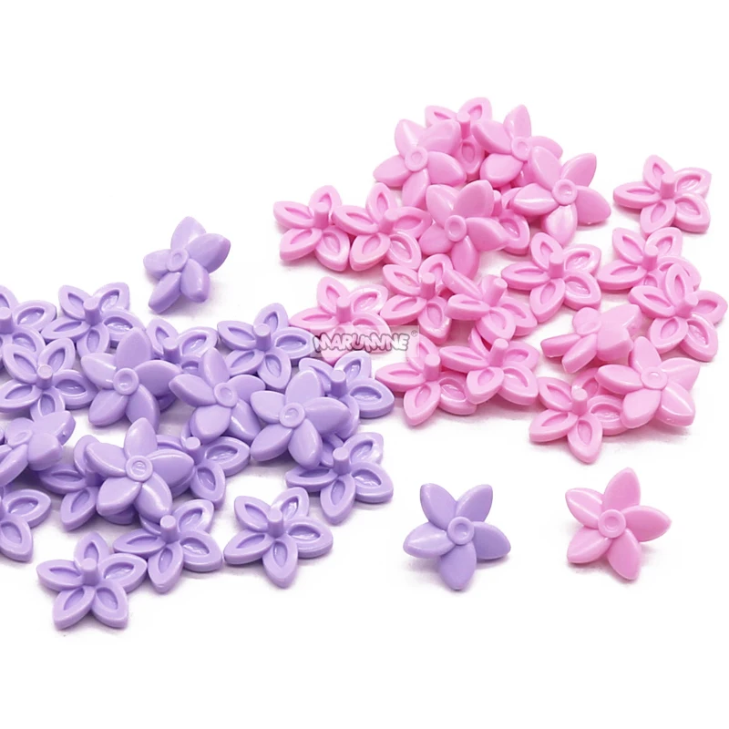 Marumine 50PCS MOC Friend Blocks Accessories Flower 18853 Compatible Building Blocks Mini Person Hair Decoration Assembled Parts 2