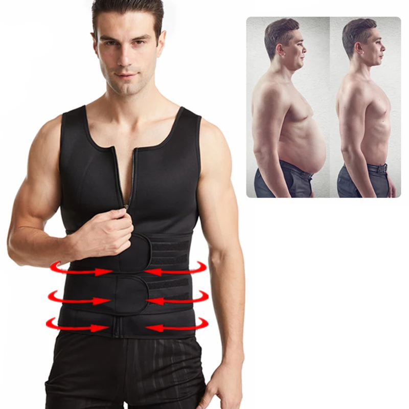 Men Waist Trainer Body Shaper Sauna Sweat Tank Undershirt Tops Workout Shapewear 