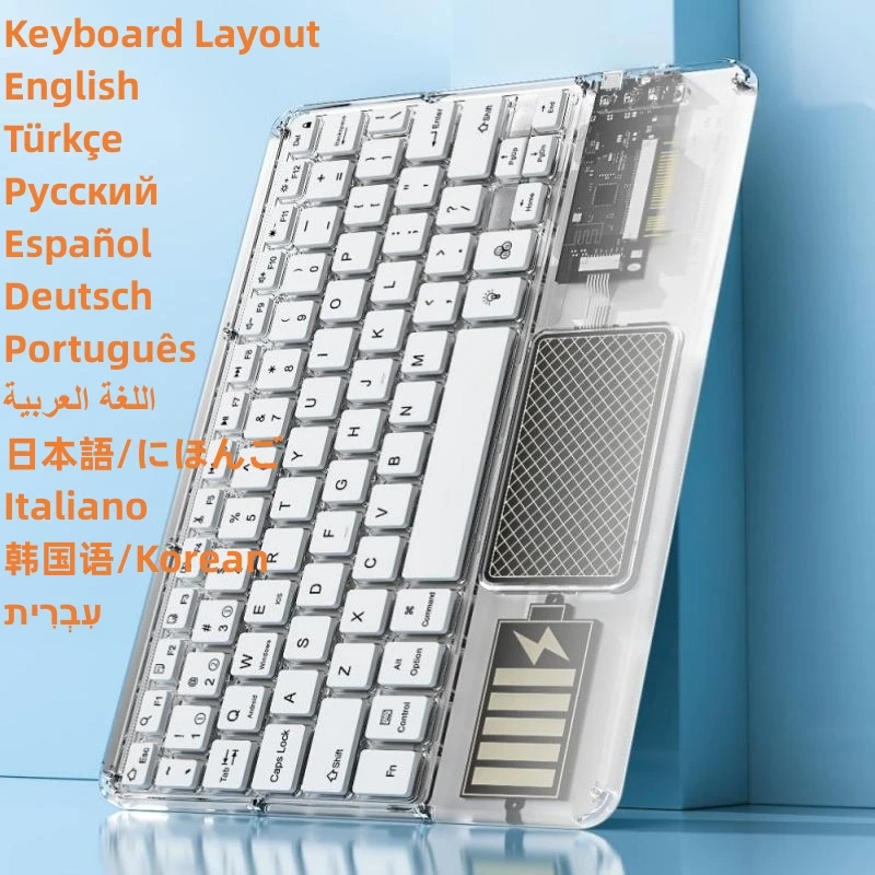 Transparente Teclado Bluetooth Teclado Retroiluminado para Android Ios Windows Tablet sem Fio Russo Espanhol Coreano Ipad 10th - Imagem 5