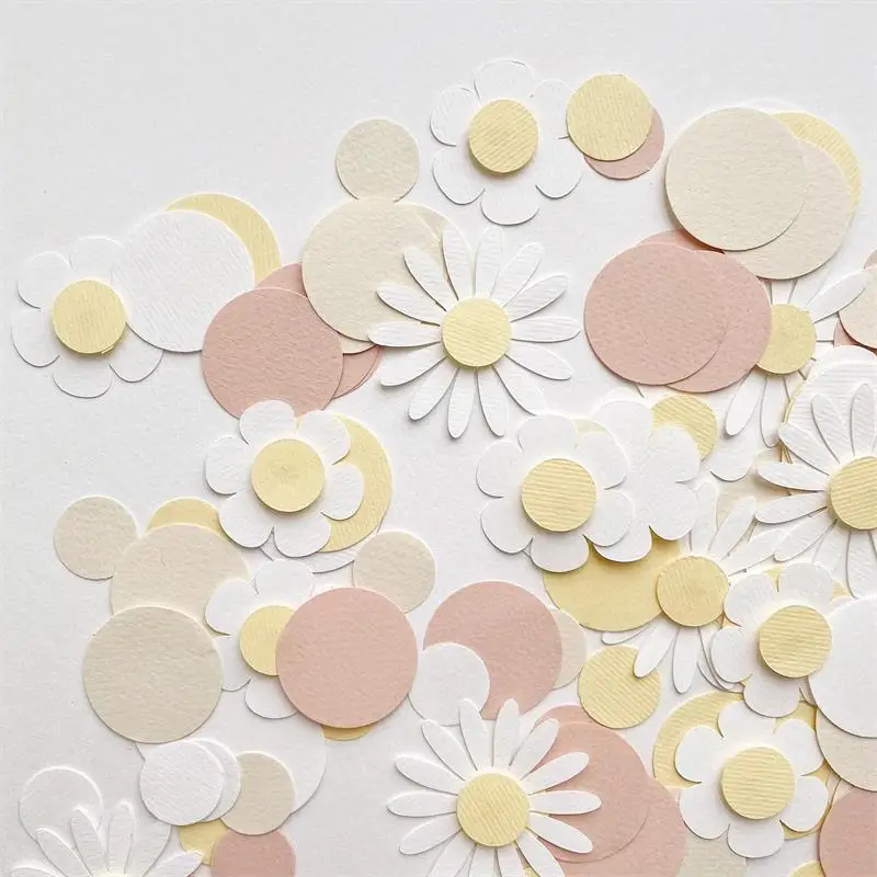 Party Decorations Paper Confetti 100Pcs Party Theme Decoration Circular Daisy Confetti Baby Shower Wedding Bridal Gift Party Birthday Table Throwing Confet